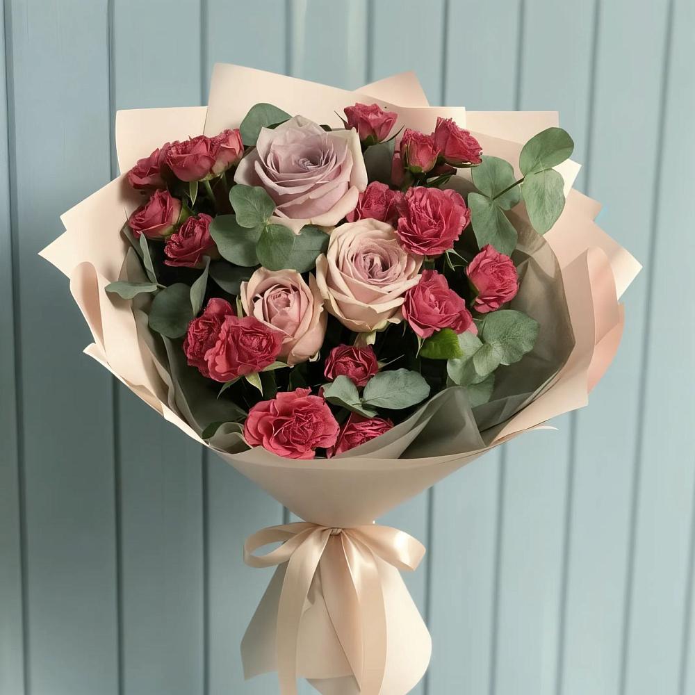 Букет цветов из: Гвоздики и Розы в Придорожном