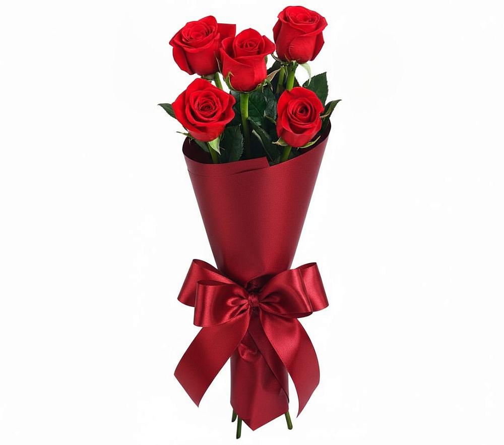 Букет 5 Красных роз Эдлесс Лав в Придорожном