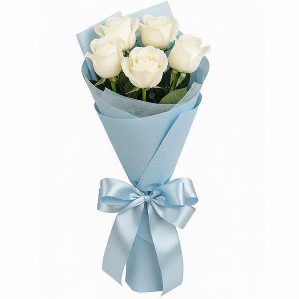 Букет 5 Белых роз Проуд в Придорожном