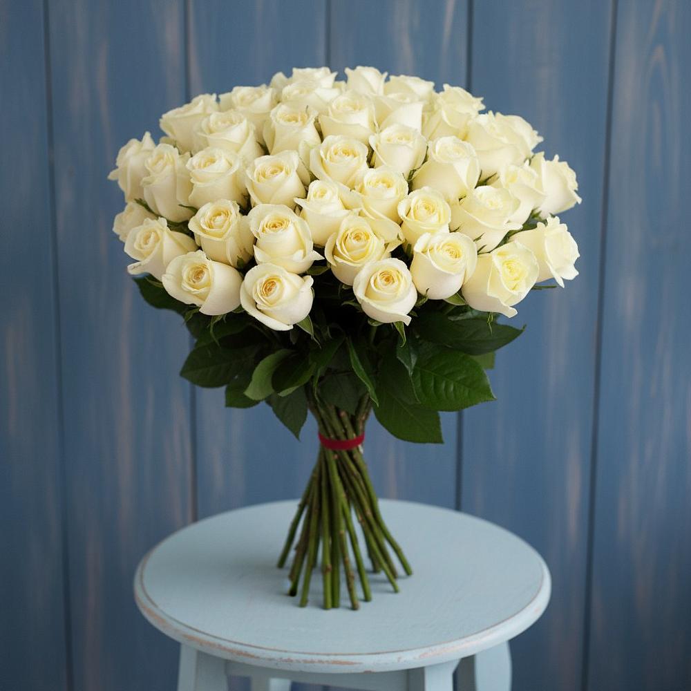 Букет 51 Белая роза Эдлесс Лав в Придорожном