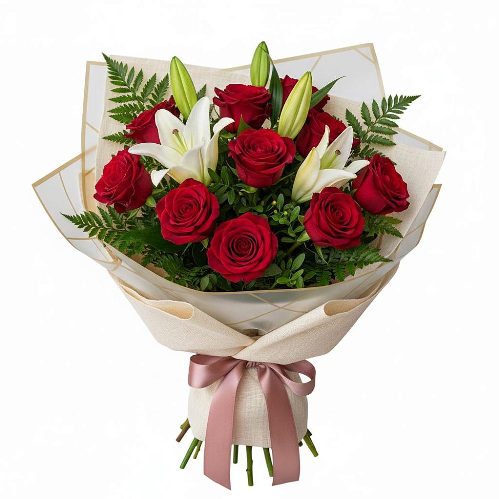 Букет цветов из: Лилии и Розы в Придорожном