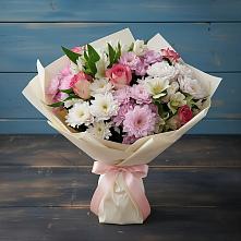 Букет цветов из:  Хризантемы, Альстромерии и Розы в Придорожном