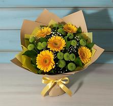 Букет цветов из:  Герберы и Хризантемы в Придорожном