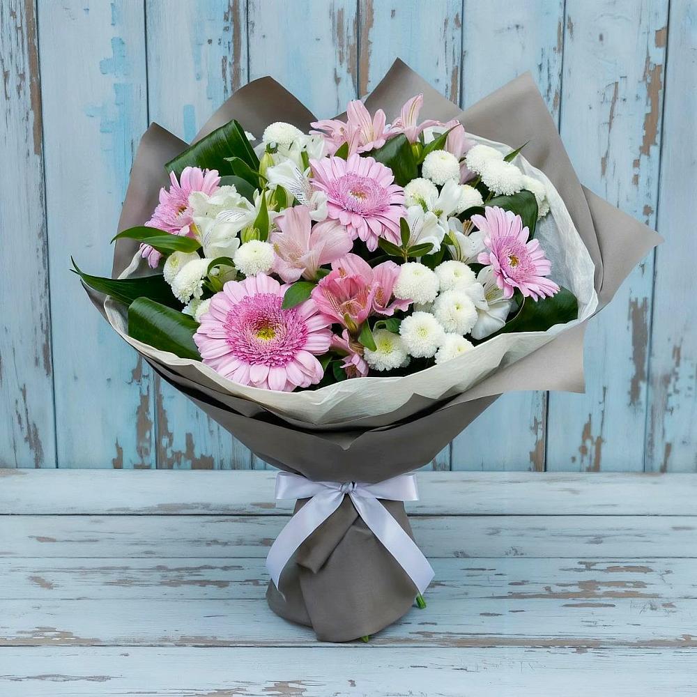 Букет цветов из: Герберы, Альстромерии и Хризантемы в Придорожном