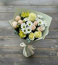 Букет цветов из:  Альстромерии, Розы и Хризантемы в Придорожном