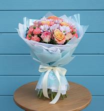 Букет цветов из:  Хризантемы и Розы в Придорожном